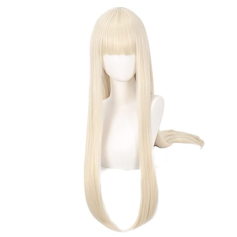 Yomoduki Runa Cosplay Wig Kakegurui Anime Costume with Maize-yellow Long and Straight Wigs for Women Halloween Family Party + Free Cap