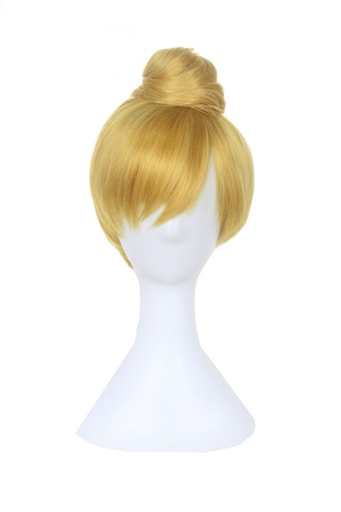 OYSRONG Women&#39;s Short Blonde Yellow Princess Straight With Bun Cosplay Costume Fiber Halloween Wig