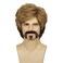 FATMAUI Mens 70s Brown Omber Cosplay Halloween Costume Shaggy Male Wig and Fake Mustache