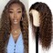 Lovenea Highlight Deep Wave Lace Front Wig Human Hair 180% Density 13x4 Deep Curly Lace Font Wigs FB30 Ombre 24 inch Free Part Highlight Human Hair Wigs With Baby Hair (24 Inch)