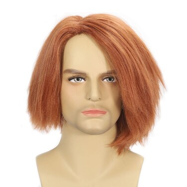 FATMAUI Short Yaki Orange Pelucas Halloween Costume Mens Ginger Cosplay Wig