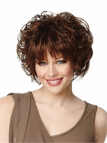 OYSRONG Elegant/handsome Women Short Curly Layered Heat Resistant Daily Hair Wig