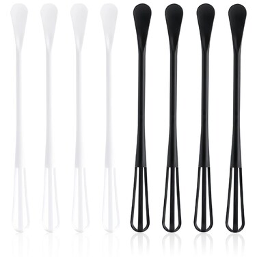 8 PCS Multifunctional Mini Whisk Mini Spoon Small Whisks 2 in 1 Whisk Utensil Mini Sugar Spoon Silcone Whisks Set Non Scratch Coated Kitchen Whisks for Cooking Blending, Baking, Beating