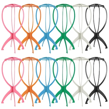 VZZNN 12PC Wig Stand Collapsible Wig Holder for Multiple Wigs Durable Plastic Portable Wig Stand Wig Display Holder Dryer Stand