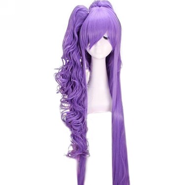 mzcurse Purple Cosplay Long Party Hair Wig +2 Clip Ponytails