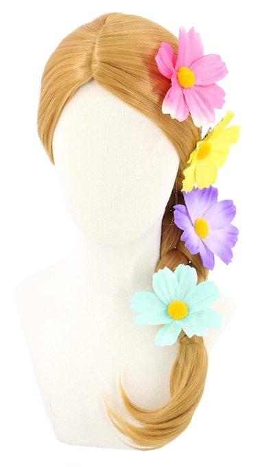 Topcosplay Tangled Wig for Girls Kids with Flowers