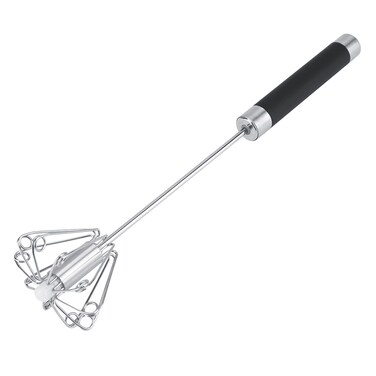 Haosie Push Whisk, 9.45 &Atilde;&mdash; 2.17in Semi Automatic Egg Whisk, Rotatable Push Whisk Egg Beater, Stainless Steel Push Down Whisk, for Blending, Whisking, Beating &amp; Stirring