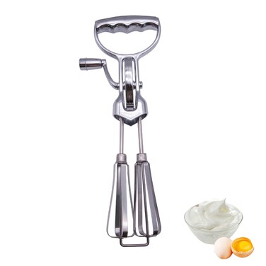 Stainless Steel Egg Beater Manual Hand Mixer Hand Crank Manual Egg Beater Milk Frother Blending Tools Household Mixers Cake Accessories Rotary Handheld Egg Frother Mixer.