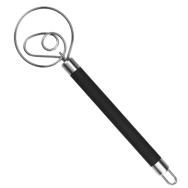 Guowall Stainless Steel Dough Whisk for Dutch Bread with Rubber Anti-Slip Handle Dough Blender Mixer Baking Tools for Cake Bread Pizza Pastry Biscuits Tool