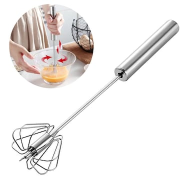Hand Push Rotary Whisks for Cooking, 13.5 Inch Semi-Automatic Egg Whisk, Stainless Steel Kitchen Whisk Blender for Blending, Versatile Milk Frother, Beating, Stirring, Hand Push Whisk Mixer