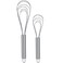 Patelai 2 Pieces Flat Whisk Stainless Steel Flat Wire Egg Whisk Set 8 Inch and 10 Inch Portable Kitchen Sauce Whisks for Cooking Blending Beating Stirring Mixing