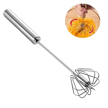 Hand Push Rotary Whisks Stainless Steel, 13.5 Inch Semi-Automatic Egg Whisks for Cooking, Kitchen Whisk Blender for Blending, Versatile Milk Frother, Beating, Stirring, Hand Push Wisking tool