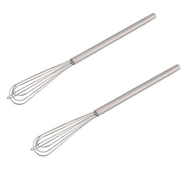 gifthub 2 Pcs Household Stainless Steel Durable Mini Whisk, Stirrer, Multi-purpose Long Handle Manual Operation Whisk for Baking Tool,Cooking and Kitchen Gadget