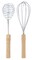 Whisk Wire Stainless Egg Whipper for Cooking - Pack of 2 - Metal Egg Whipper with Wooden Handle - Long Handled Cooking Steel Whisk