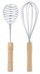 Whisk Wire Stainless Egg Whipper for Cooking - Pack of 2 - Metal Egg Whipper with Wooden Handle - Long Handled Cooking Steel Whisk