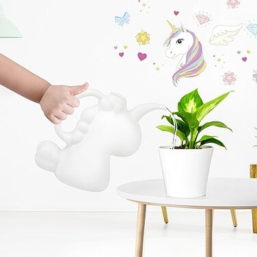 XXXFLOWER Unicorns Indoor Watering Can, 1 L Cute Animal Water Cans, Novelty Unicorns Shape Watering Pot for Office House Indoor Garden&iuml;&frac14;&circ;White&iuml;&frac14;&permil;