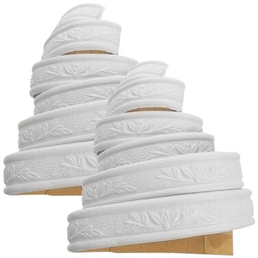 Ciieeo 2 Rolls Self Adhesive Foam Molding Trim Wallpaper Border 3D Flexible Wall Lines Wallpaper Border Stickers for Home Hotel DIY Basebord Trim