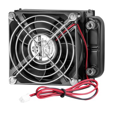 SXDOOL Water Cooling Radiator 3.94"X3.14"X1.96" Aluminum Heat Exchanger with 80mm Fan, DC12V, Black - Efficient CPU &amp; VGA Cooling