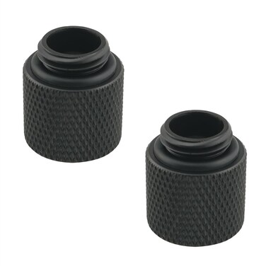 Ruiwaer 2PCS Black 15mm G1/4 Male to Female Extender Fitting for PC Water Cooling Systems