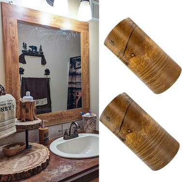 11 Yards Yellow Pine Wood Grain Wallpaper Frame Removable PVC Waterproof Peel and Stick Wallpaper Bathroom Frame Sticker Wall Decor 3.93" x 393" inches