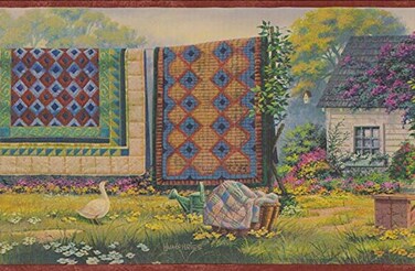 Chesapeake Peace and Plenty PC95012B Country Laundry Wallpaper Border, Rust &amp; Blue