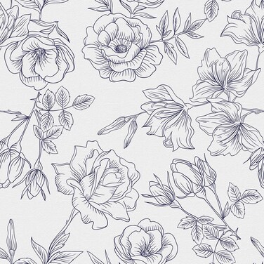 Skyblur Navy Blue Leaf Floral Wallpaper for Bedroom Walls Blue Floral Peel and Stick Wallpaper Self Adhesive Removable Wallpaper Waterproof Contact Paper for Cabinets and Drawers Decor 17.5"X118