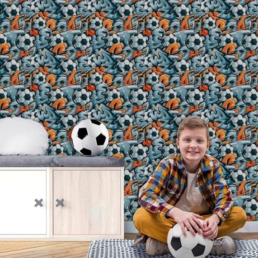 TOARTi Football Wallpaper Peel and Stick Sports Wallpaper for Boys Room Football Wall Decals Soccer Room Decoration Football Theme Wallpaper