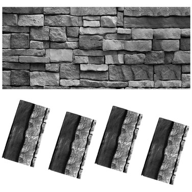 Chuangdi 4.5 x 9 Feet Brick Stone Wall Backdrop Stone Wall Scene Setter Brick Sheet Wallpaper Curtains Door Removable Brick Tablecloth Photo for Winter Halloween (Gray and Black, Brick,4 Sheets)