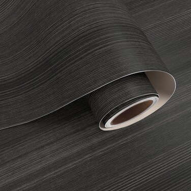 VaryPaper Dark Grey Brown Wood Contact Paper Peel and Stick Wood Wallpaper Waterproof Wood Grain Vinyl Wrap for Countertops Cabinet Removable Wood Look Contact Paper for Walls Desk Table 15.7''x78.7''