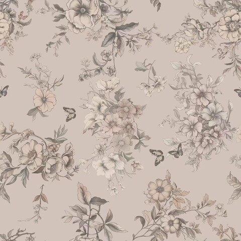 Digveort Beige Floral Wallpaper Vintage Peel and Stick Wallpaper Bohemian Removable Wallpaper Self-Adhesive Contact Paper for Furniture Bathroom Bedroom Living Room Decoration 17.7&acirc;&euro; X 118&acirc;&euro;.