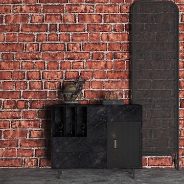 Red Brick Contact Paper 17.7" x 78.7" Brick Wallpaper Peel and Stick Vinyl Vintage Industrial Retro Style Vinyl Wall Paper Removable Self Adhesive for Kitchen Bedroom Living Room Countertop Wall