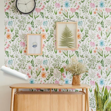 CIEMODA Peel and Stick Wallpaper Floral and Leaf Thick Self Sticking Vintage Adhesive Wall Paper for Home Bedroom Kitchen Countertop Walls Cabinets Shelves Dresser Drawer Liner Furniture Decal