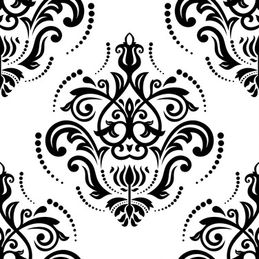 VaryFloral Black and White Damask Wallpaper Peel and Stick Removable Classical Victorian Wall Covering Vinyl Roll for Bedroom Living Room 12"x118" Self Adhesive Contact Paper for Cabinet Furniture