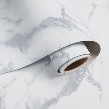 VaryPaper Matte Grey White Marble Contact Paper Peel and Stick Countertop Vinyl Wrap Waterproof Marble Wallpaper for Kitchen Bathroom Counter Top Self Adhesive Marble Paper for Table 15.7''x78.7''