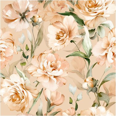 Blooming Wall DPYA33 Romantic Peony with Green Leaf Peel and Stick Wallpaper Removable Self Adhesive Wall Mural Wall Decor, 14.5 Square Ft/Roll