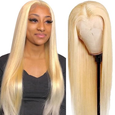 DACHIC 613 Blonde Lace Front Wigs Human Hair 13x4 HD Blonde 613 Lace Frontal Wigs 150% Density Brazilian Straight Human Hair Wigs for Women Free Part with Baby Hair 24 Inch