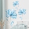 WOHAHA Large Blue Flowers Wall Decals Floral Wall Stickers Peel and Stick Blossom Plant Removable Waterproof Wall Murals Decor Girls Bedroom Living Room Home Decoration Art
