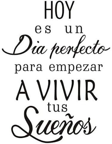 DNVEN Sayings Vinyl Lettering Wall Decals Hoy ES Un Dia Perfecta para Empezar a Vivir Tus Suenos Wall Stickers Wall Words and Quotes Removable Murals for Bedrooms Decors 16 x 24 inches