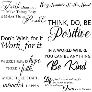 5 Sheets Inspirational Wall Decals Peel and Stick Vinyl Wall Quotes Stickers Motivational Wall Decor Positive Saying Wall Art for Living Room Bathroom Bedroom Office Family Wall Stickers Decor