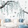 wondever Large Watercolor Flower Branch Wall Stickers Blue Blossom Tree Branches Peel and Stick Wall Art Decals for Living Room Bedroom TV Wall