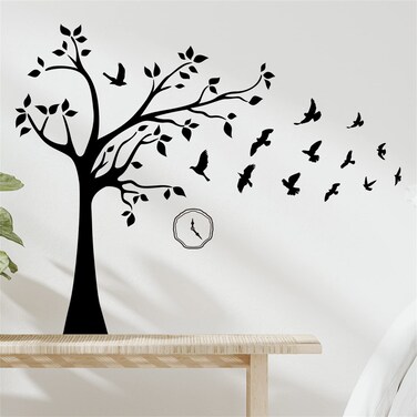 WOHAHA Black Tree Wall Stickers Black Birds Wall Decals Room Decorative Stickers Wall Decor Monotonous Living Room Bedroom Wall Art Decorations Removable Waterproof Peel and Stick Room Decor