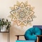 Sacred Golden Mandala Large Wall Stickers, sacinora Boho Mandala Indian Namaste Flower Wall Decals Datura stramonium Removable Vinyl Peel and Stick for Living Room Bedroom Sofa TV Background Art Decor