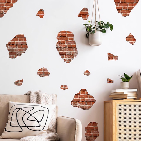 Retro Brickyard Faux Brick Wall Stickers, sacinora Brick Breakaway DIY Art Wall Decals Removable Vinyl Peel and Stick for Cafe Study Room Living Room Bedroom Home Decorations