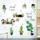 WOHAHA Green Leaf Wall Decals Lovely Cats Butterfly Tropical Plants Wall Stickers Succulent Potted Wall Poster Natural Green Plants Art Murals Wallpaper for Home Living Room Bedroom Wall Decor