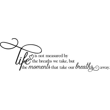 My Vinyl Story Life is Not Measured by The Breaths We Take But The Moments That Take Our Breaths Away Sticker Inspirational Wall Decal Motivational Decor Quote Art Vinyl Living Bed Room Classroom