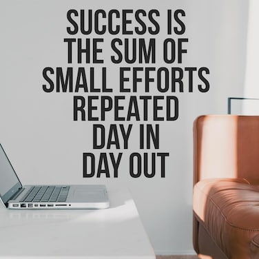 My Vinyl Story   Success is The Sum of Small Efforts   Motivational Wall Decal Quote Vinyl Sticker for Home Gym Exercise Fitness Workout Inspirational Wall Art Decor Removable (Black, 22x22 inches)