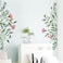 WOHAHA Green Leaves Wall Stickers Red Flower Wall Decals DIY Home Wall Decoration Removable Plants Leaves Home Decoration for Bedroom TV Background Living Room