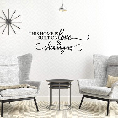 MY VINYL STORY - Family Wall Decals for Living Room Decor Large Family Wall Decor Wall Stickers Decorations Home Art Bedroom Love Decals Quotes Word (This Home is Built on Love &amp; Shenanigans)