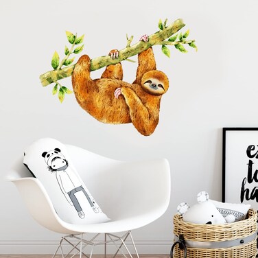 RoyoLam Lovely Sloth Wall Decal Nursery Animal Wall Sticker Removable Peel and Stick Waterproof Wall Art Decor Stickers for Kids Baby Classroom Preschool Living Room Playing Room Bedroom School