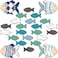Burbell 24 Pcs Beach Christmas Ornaments Fish Decor Nautical Wall Art Beach Wall Decor for Home Bedroom Bathroom Lake House Ocean Decorations